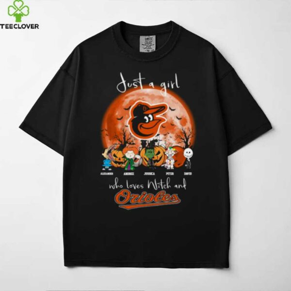 Just a Girl Who Loves Witch and Orioles   Halloween T Shirt