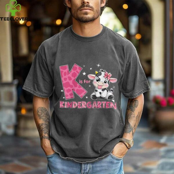 K Is For Kindergarten Back To School Teacher Cute Cow Lover Raglan Baseball Tee Shirt