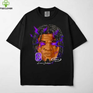 Lamar Jackson big head Baltimore Ravens laser eyes blue shirt