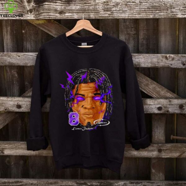 Lamar Jackson big head Baltimore Ravens laser eyes blue shirt