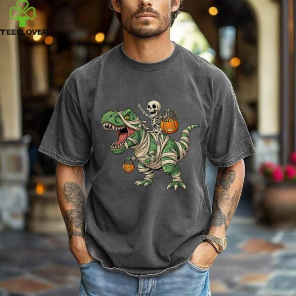 Mummy Dinosaur Skeleton Trick Or Treat Halloween Costume Shirt