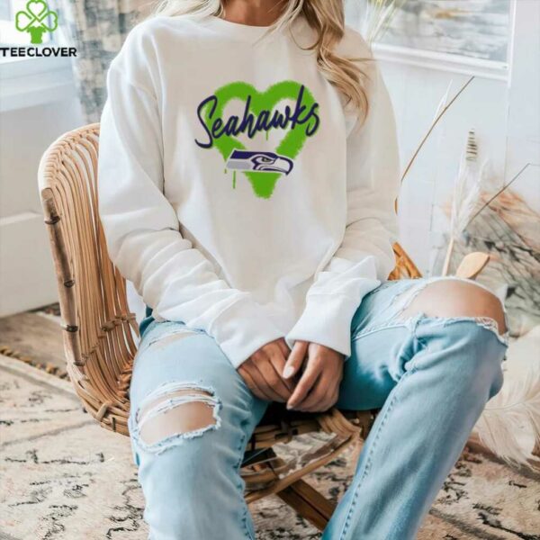 Official Seattle Seahawks Spray Heart Boxy T Shirt