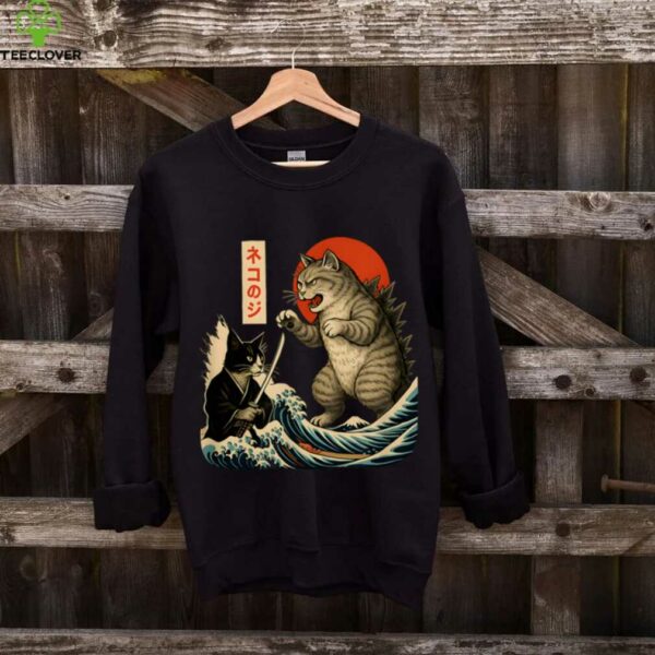 Samurai Cat Vs Giant Cat Monster Vintage Design shirt