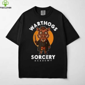 Sorcery Academy Wizard Warthog With Magic Spell Wand Parody Raglan Baseball Tee Shirt