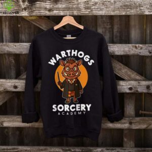 Sorcery Academy Wizard Warthog With Magic Spell Wand Parody Raglan Baseball Tee Shirt