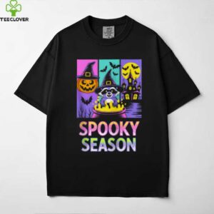 Spooky Season Raccoon Witch Cauldron Fun Zip Shirt