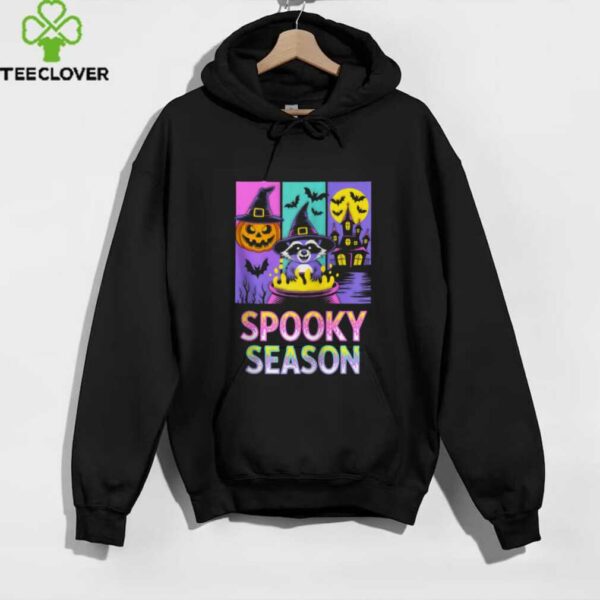 Spooky Season Raccoon Witch Cauldron Fun Zip Shirt