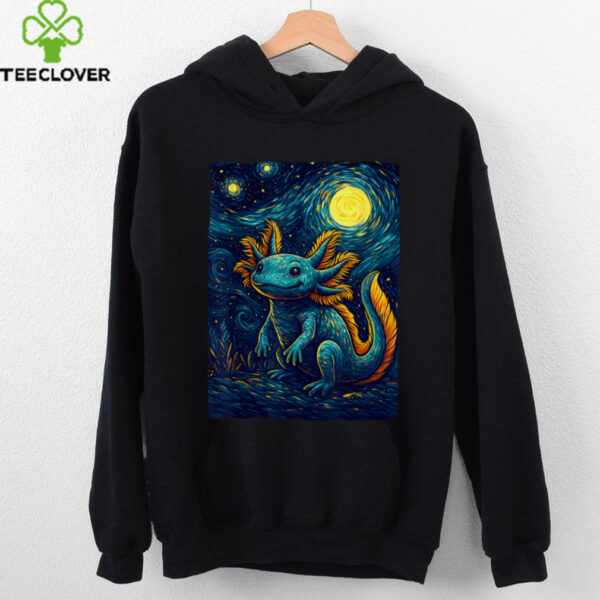 Starry Night Axolotl Van Gogh Style Cute Amphibian Art Shirt