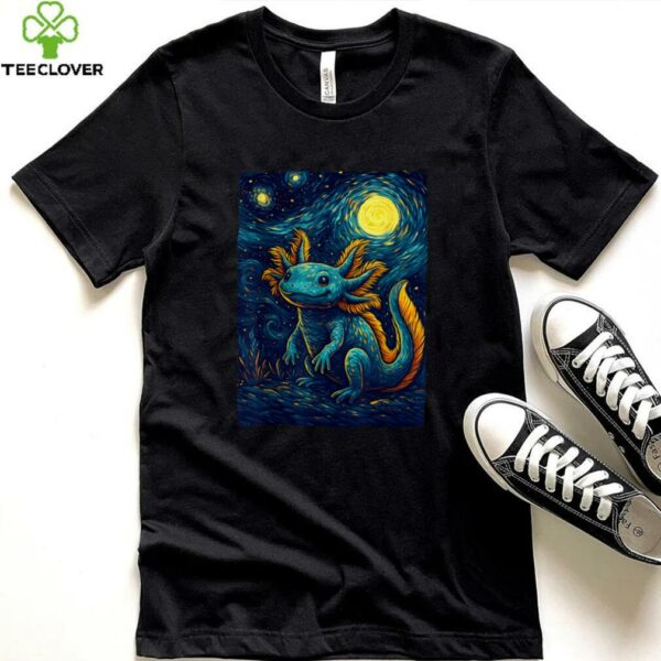 Starry Night Axolotl Van Gogh Style Cute Amphibian Art Shirt