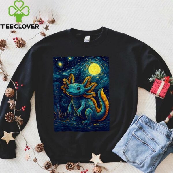 Starry Night Axolotl Van Gogh Style Cute Amphibian Art Shirt