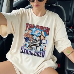 The Rock and Stone Cold WWE graphic shirt