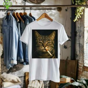 Vintage Cat Smoking Cigarette Cute Kitten Sarcastic Meme Shirt
