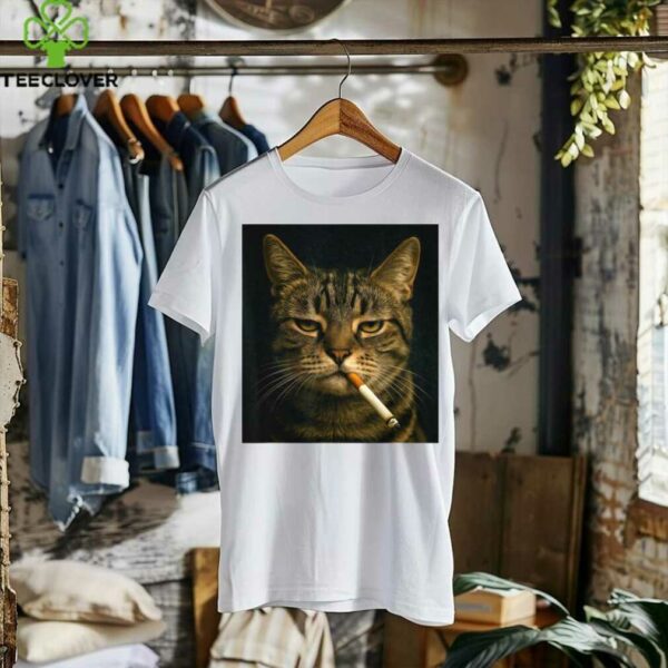 Vintage Cat Smoking Cigarette Cute Kitten Sarcastic Meme Shirt