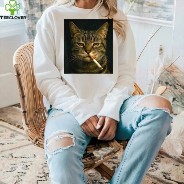 Vintage Cat Smoking Cigarette Cute Kitten Sarcastic Meme Shirt