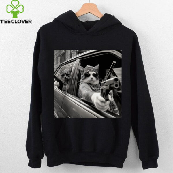 Vintage Gangster Cat Meme Cat Dad Graphic Tee Shirt