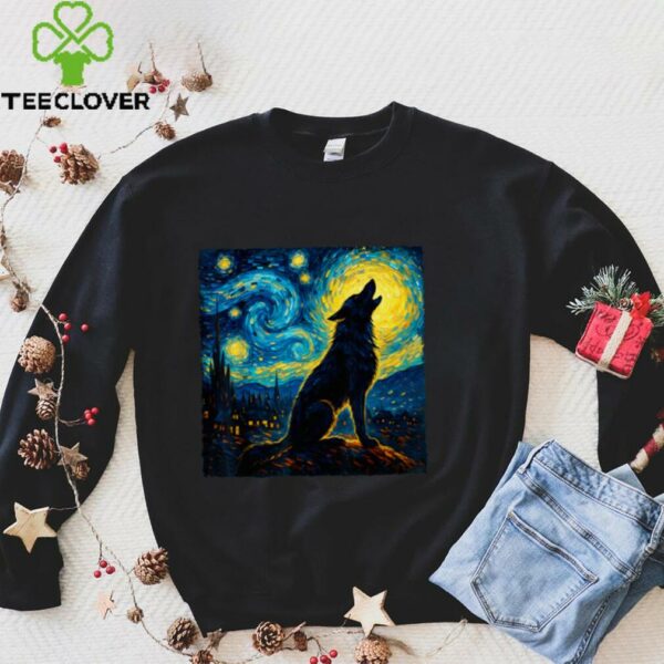 Wolf Starry Night Howling Moon Kid Shirt