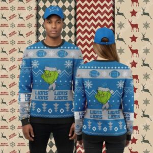 Detroit Lions Grinch Stole Blue Cheap Christmas Ugly Sweater