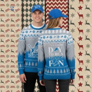 Detroit Lions Its A Good Day Blue Adults Christmas Ugly Sweater