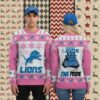 Detroit Lions Snoopy Woodstock Blue Womens Christmas Ugly Sweater