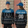 Detroit Lions Grateful Dead White Blue Womens Xmas Ugly Sweater