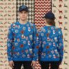 Detroit Lions Personalized Blue Couples Christmas Ugly Sweater