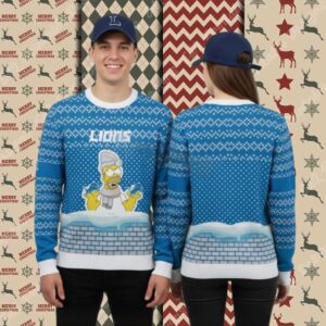 Detroit Lions Simpson Blue Womens Christmas Ugly Sweater