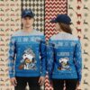 Detroit Lions Personalized Player Blue Couples Christmas Ugly Sweater