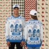 Detroit Lions Donald Trump Blue Cool Christmas Ugly Sweater