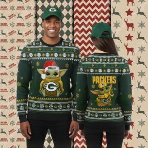 Green Bay Packers Baby Yoda Ladies Christmas Ugly Sweater