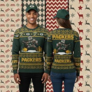 Green Bay Packers Boba Fett Baby Yoda Cool Christmas Ugly Sweater