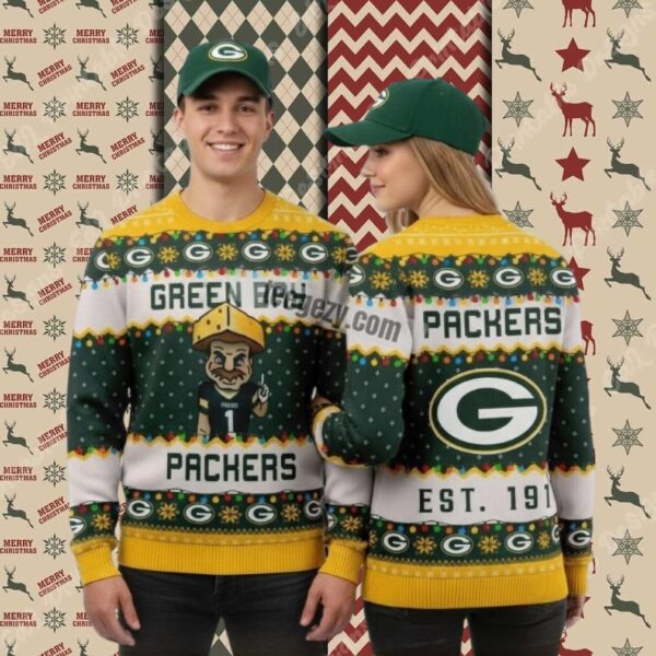 Green Bay Packers Cheesehead Vintage Christmas Ugly Sweater