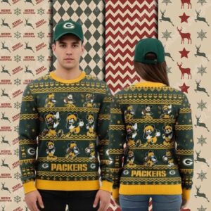 Green Bay Packers Disney Mickey Player Yellow Big Tall Christmas Ugly Sweater