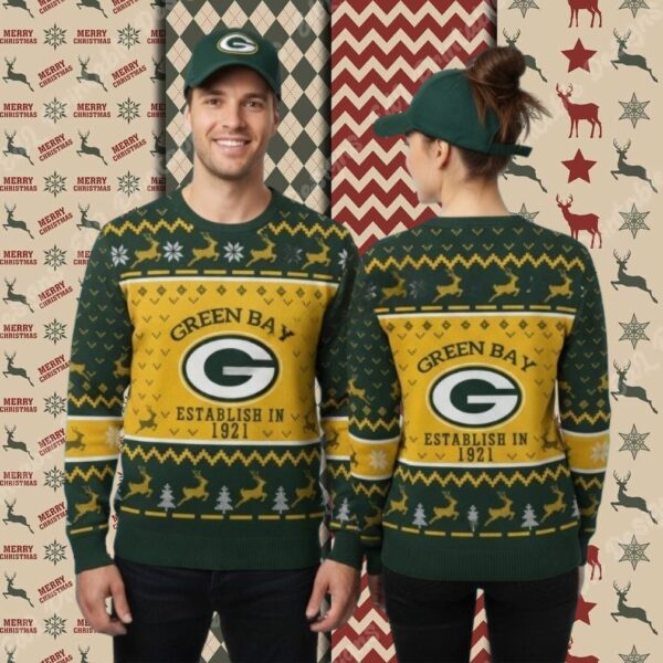 Green Bay Packers Fans Style Yellow Best Christmas Ugly Sweater