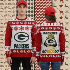 Green Bay Packers Go Pack Go Red Cute Christmas Ugly Sweater