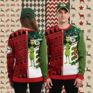 Green Bay Packers Grinch And Dog Max Xmas Party Ugly Sweater