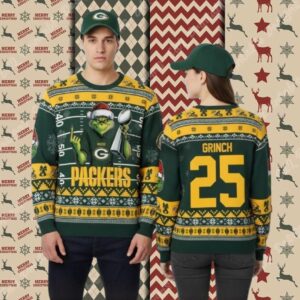 Green Bay Packers Grinch Super Bowl Christmas Vacation Ugly Sweater