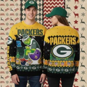 Green Bay Packers Grinch Viking Mens Christmas Ugly Sweater