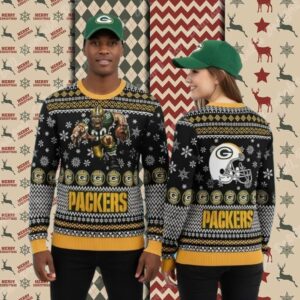 Green Bay Packers Mascot Yellow Womens Christmas Ugly Sweater