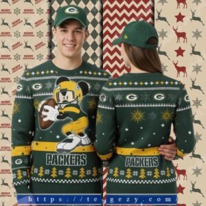 Green Bay Packers Mickey Mouse Player Best Christmas Ugly Sweater