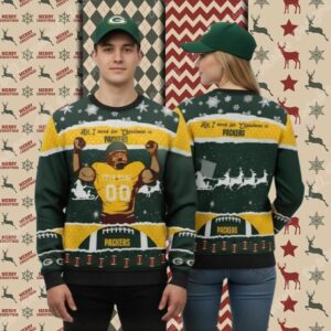 Green Bay Packers Personalized Player Yellow Funny Christmas Ugly Sweater