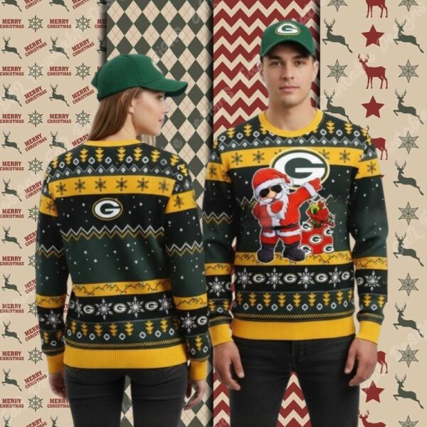 Green Bay Packers Santa Claus Dance Xmas Party Ugly Sweater