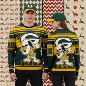 Green Bay Packers Snoopy Dancing Funny Christmas Ugly Sweater