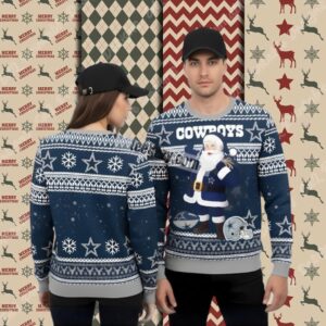 Santa Claus Coming Dallas Cowboys Blue Family Christmas Ugly Sweater