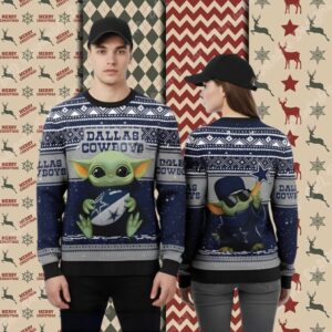 Star Wars Dallas Cowboys Baby Yoda Blue Funny Xmas Ugly Sweater