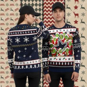 The Grinch Claus Dallas Cowboys Blue Mens Christmas Ugly Sweater