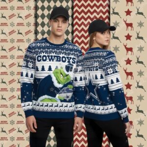 The Grinch Stole Christmas Dallas Cowboys Blue Holiday Ugly Sweater