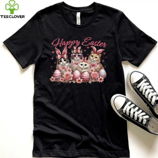 Cat Bunny Kids Women Happy Easter Kitty Rabbit Long Sleeve T Shirt