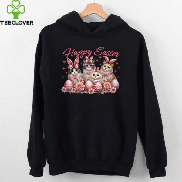 Cat Bunny Kids Women Happy Easter Kitty Rabbit Long Sleeve T Shirt