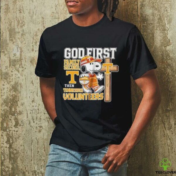 Snoopy God first family second then Tennessee Volunteers shirt