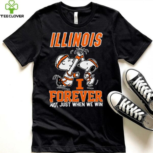 Snoopy High Five Charlie Brown Illinois Fighting Illini Basketball Forever Not Just When We Win Shirt Black